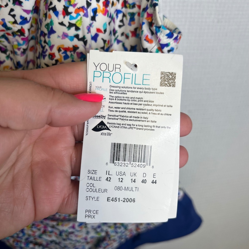 Profile by Gottex Womens Multicolor Confetti One Piece Swimsuit Size 12 NEW - Picture 5 of 8